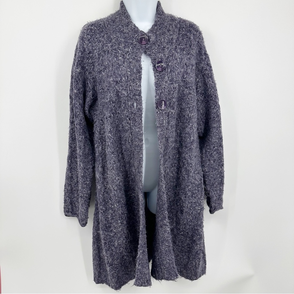Vintage Y2K Fairycore Purple Sweater Cardigan Size Large Whimsical Goth